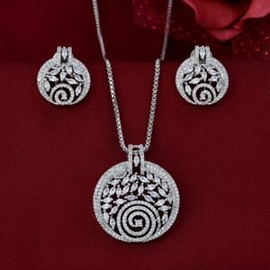 Elegant Spiral Diamond Pendant Set