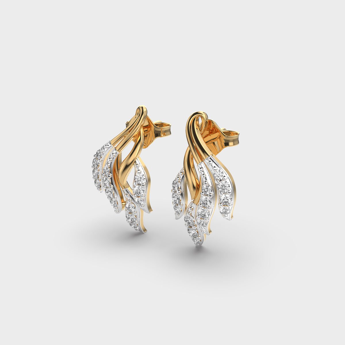 Flaring Ribbons Diamond Earrings - Image 2