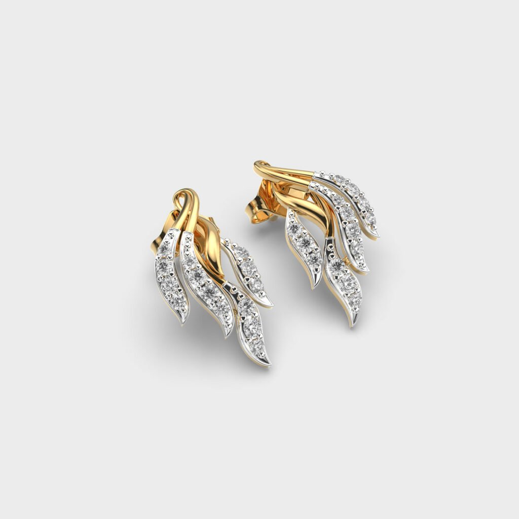 Flaring Ribbons Diamond Earrings - Image 3