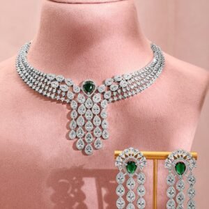Emerald Cascade Diamond Necklace Set